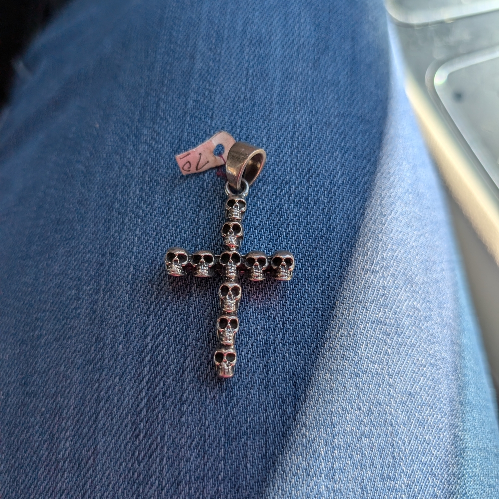 NEW Sillver SKULL Cross Pendant